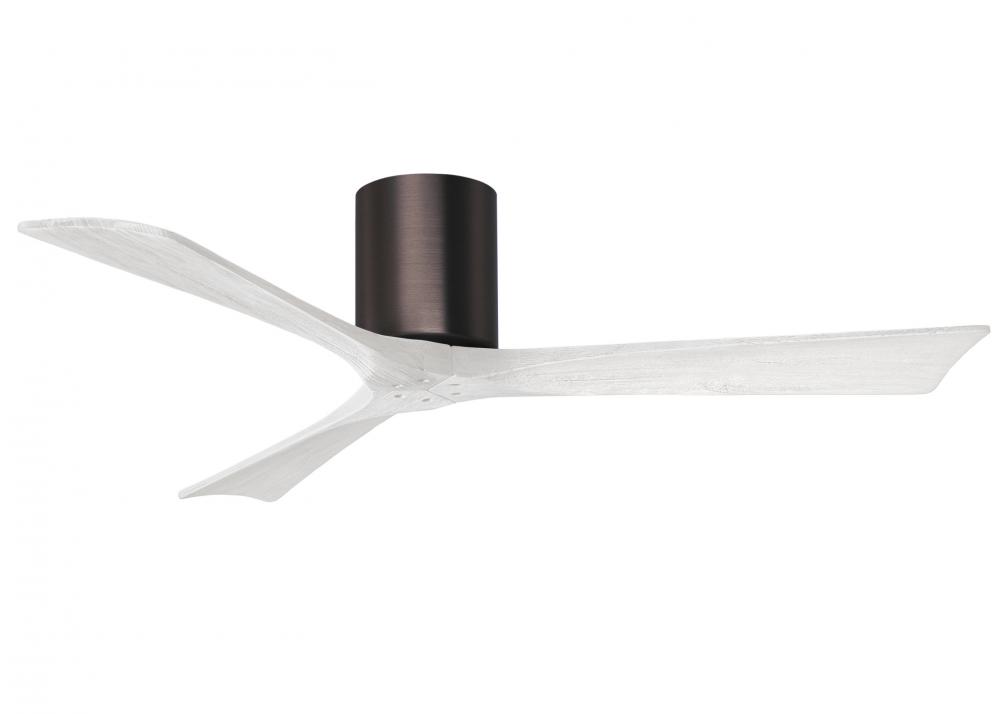 Irene-3H - Three Blade Flush Mount Paddle Fan - 52" - Brushed Bronze Finish - Matte White Blades
