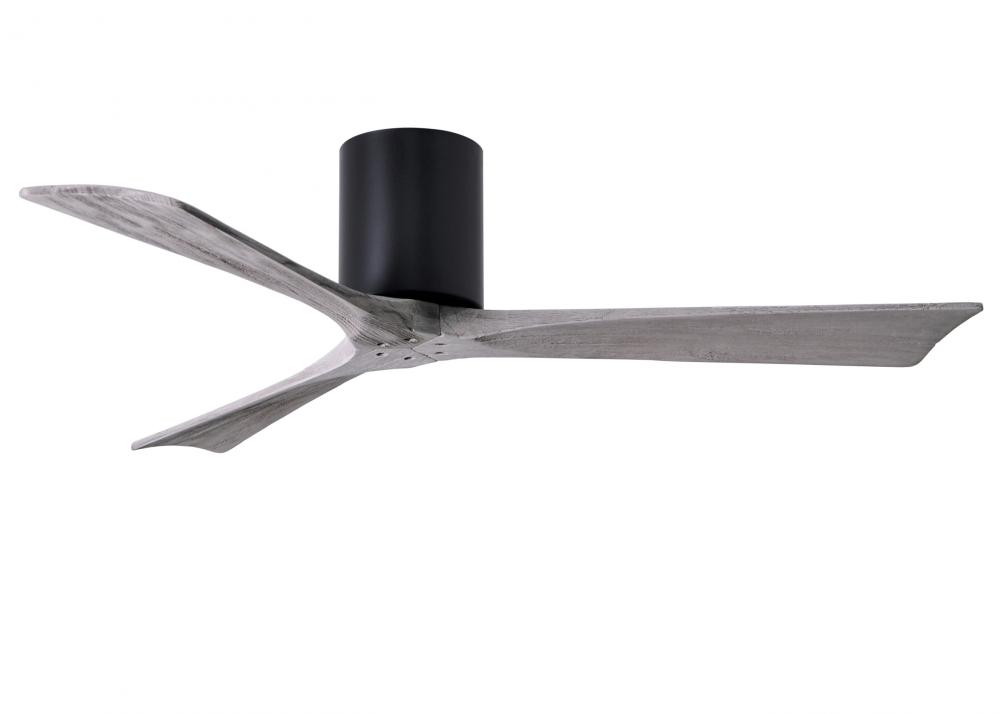 Irene-3H - Three Blade Flush Mount Paddle Fan - 52" - Matte Black Finish - Barn Wood Tone Blades