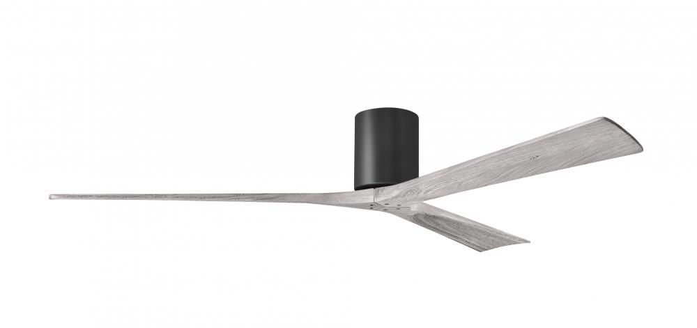 Irene-3H - Three Blade Flush Mount Paddle Fan - 72" - Matte Black Finish - Barn Wood Tone Blades