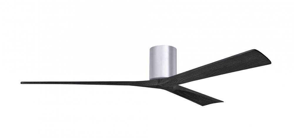Irene-3H - Three Blade Flush Mount Paddle Fan - 72" - Brushed Nickel Finish - Matte Black Blades