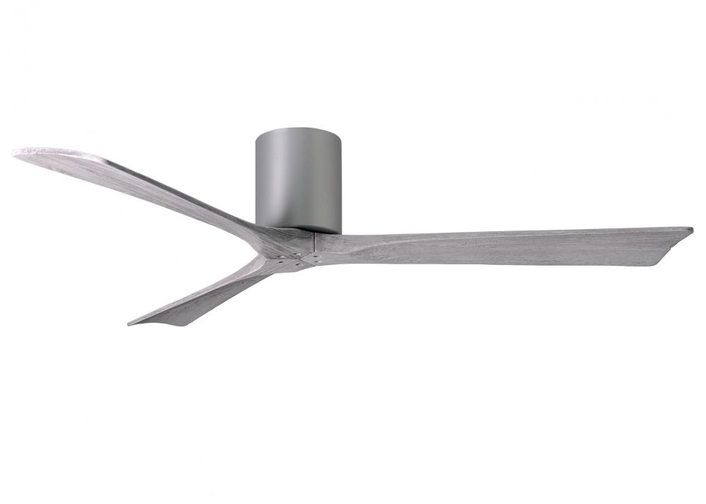 Irene-3H - Three Blade Flush Mount Paddle Fan - 60" - Brushed Nickel Finish - Barn Wood Tone Bla