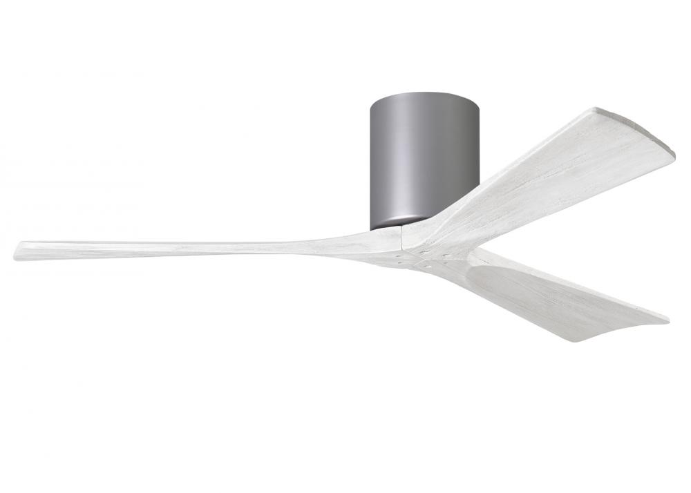 Irene-3H - Three Blade Flush Mount Paddle Fan - 52" - Brushed Nickel Finish - Matte White Blades