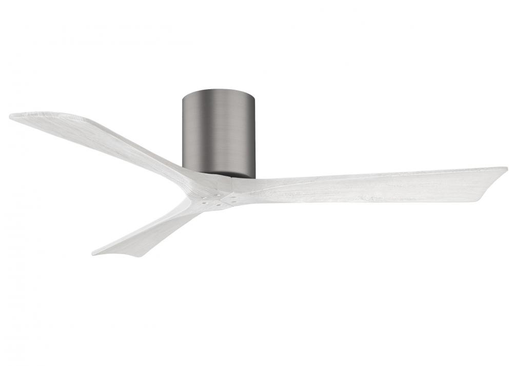 Irene-3H - Three Blade Flush Mount Paddle Fan - 52" - Brushed Pewter Finish - Matte White Blades