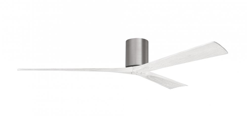Irene-3H - Three Blade Flush Mount Paddle Fan - 72" - Brushed Pewter Finish - Matte White Blades