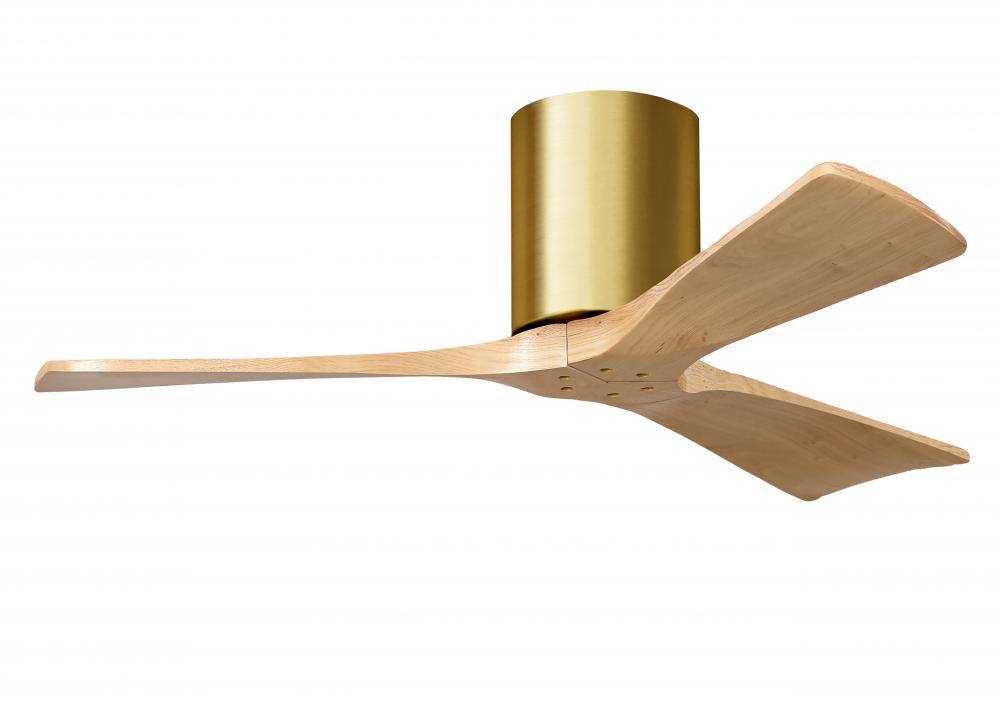 Irene-3H - Three Blade Flush Mount Paddle Fan - 42" - Brushed Brass Finish