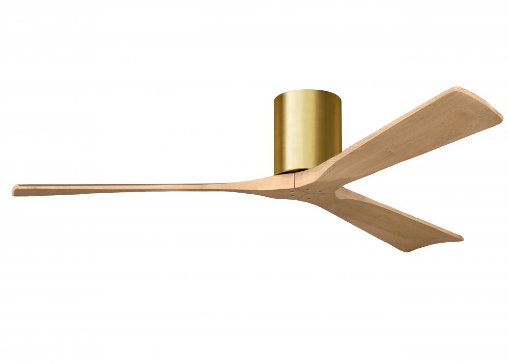 Irene-3H - Three Blade Flush Mount Paddle Fan - 60" - Brushed Brass Finish