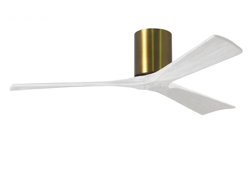 Irene-3H - Three Blade Flush Mount Paddle Fan - 52" - Brushed Brass Finish - Matte White Blades