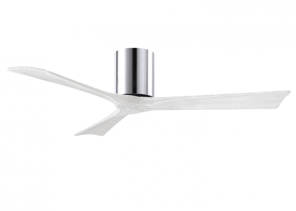 Irene-3H - Three Blade Flush Mount Paddle Fan - 52" - Polished Chrome Finish - Matte White Blade