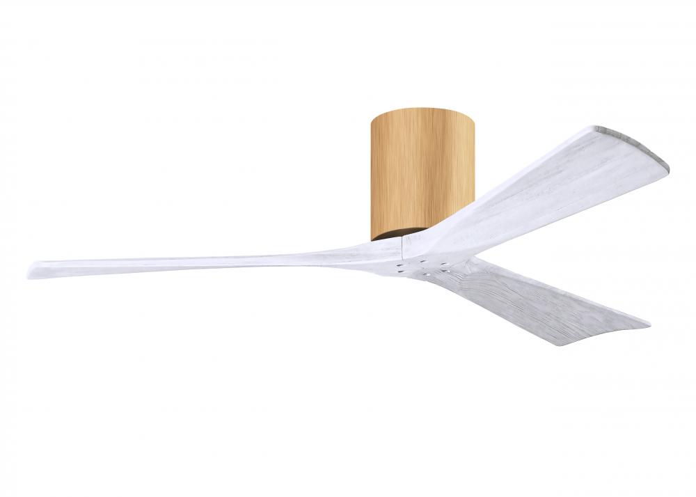 Irene-3H - Three Blade Flush Mount Paddle Fan - 52" - Light Maple Tone Finish - Matte White Blad