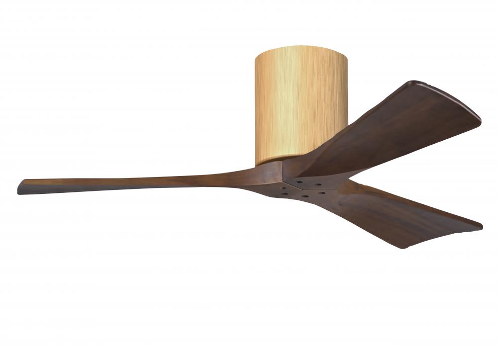 Irene-3H - Three Blade Flush Mount Paddle Fan - 42" - Light Maple Tone Finish -Walnut Tone Blade