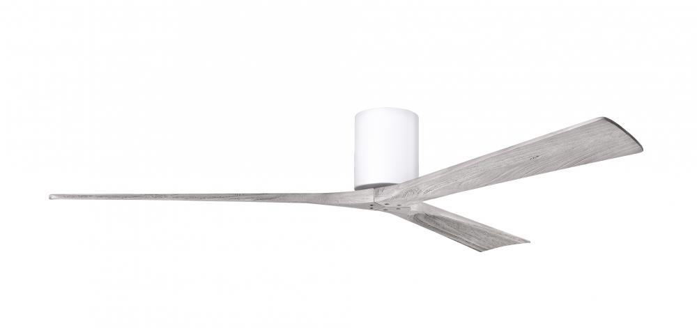 Irene-3H - Three Blade Flush Mount Paddle Fan - 72" - Gloss White Finish - Barn Wood Tone Blades