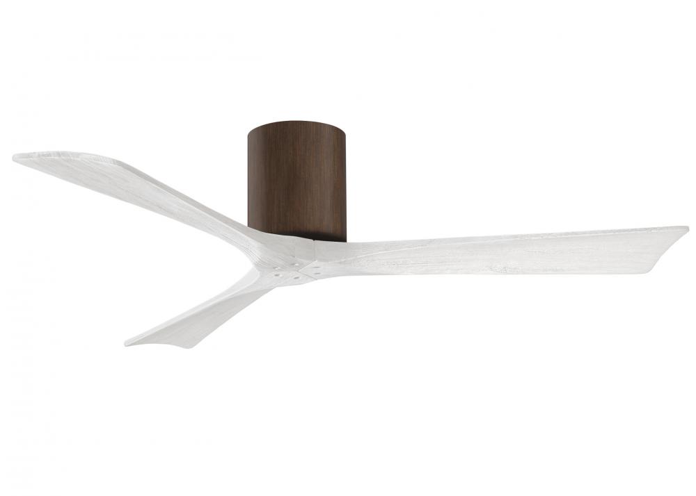 Irene-3H - Three Blade Flush Mount Paddle Fan - 52" - Walnut Finish - Matte White Blades