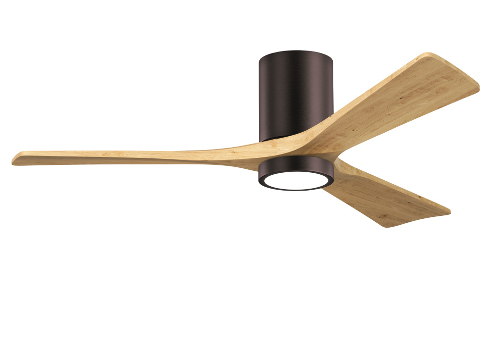 Irene-3HLK-52" Three Blade Flush Mount Paddle Fan-5CCT Integrated LED-Brushed Bronze Finish