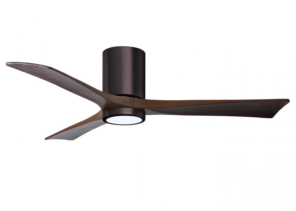 Irene-3HLK-52" Three Blade Flush Mount Paddle Fan-5CCT Integrated LED-Brushed Bronze Finish