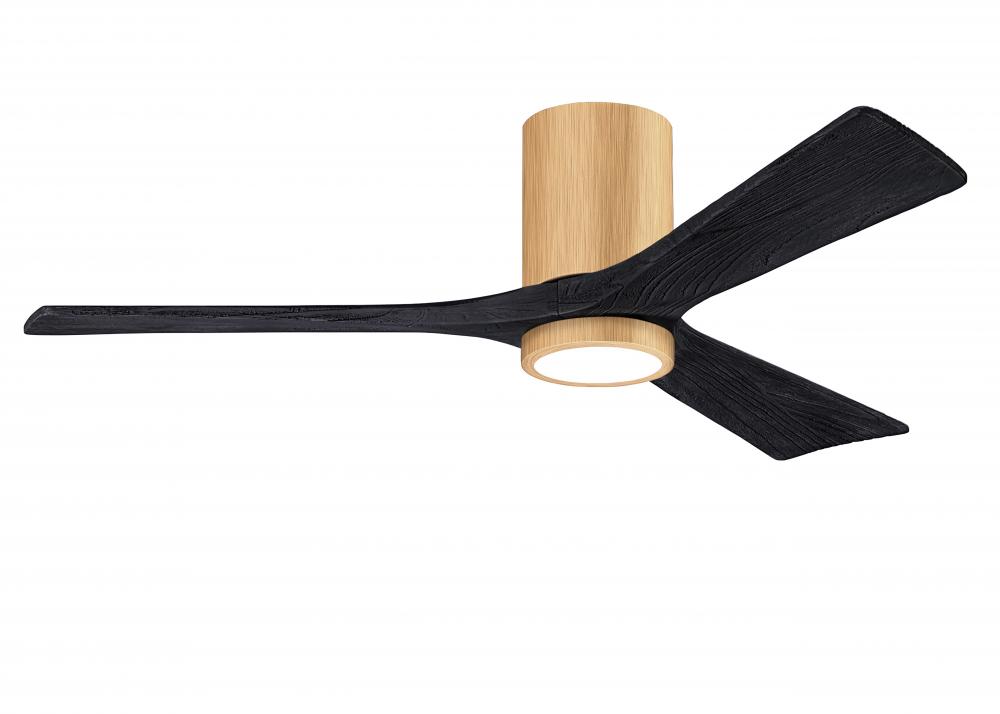 Irene-3HLK-52" Three Blade Flush Mount Paddle Fan-5CCT Integrated LED -Light Maple Tone Finish