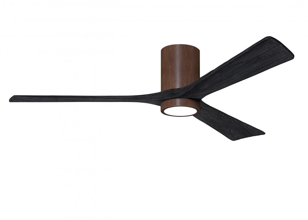 Irene-3HLK - 60" Three Blade Flush Mount Paddle Fan - 5CCT Integrated LED - Walnut Tone Finish