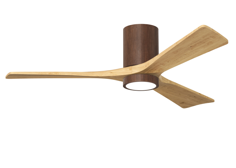 Irene-3HLK-52" Three Blade Flush Mount Paddle Fan-5CCT Integrated LED-B Walnut Tone Finish