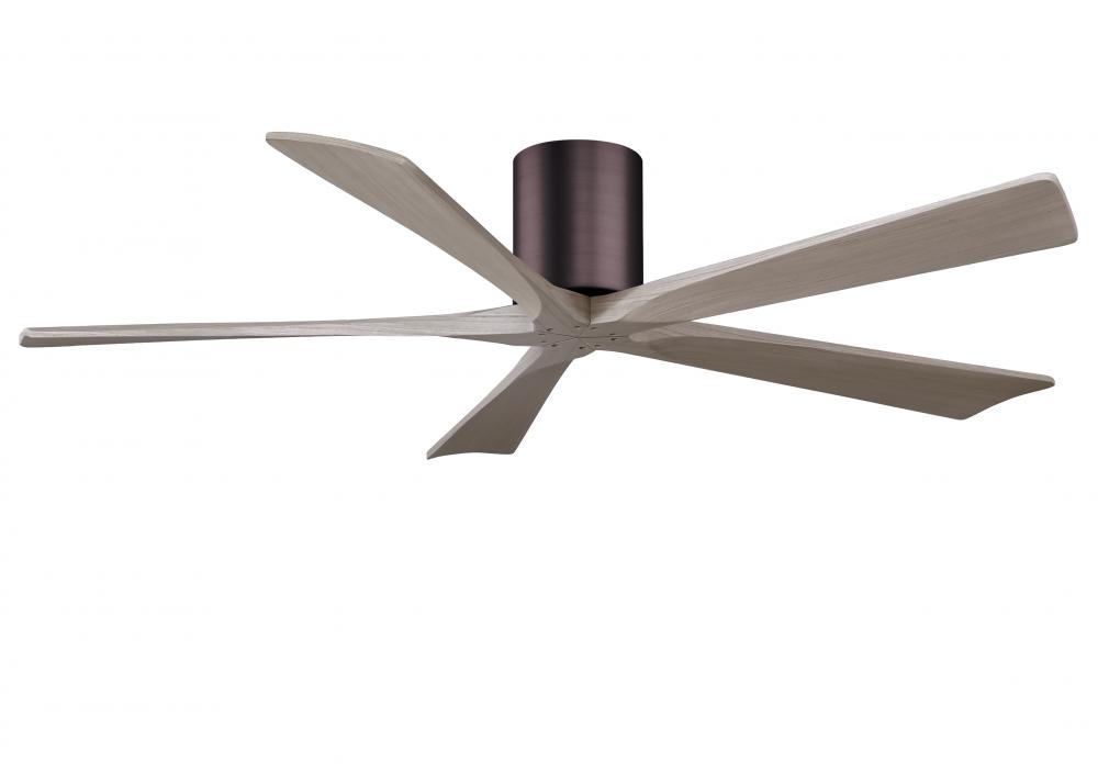 Irene-5H - 60" Five Blade Flush Mount Paddle Fan - Brushed Bronze Finish - Gray Ash Tone Blades