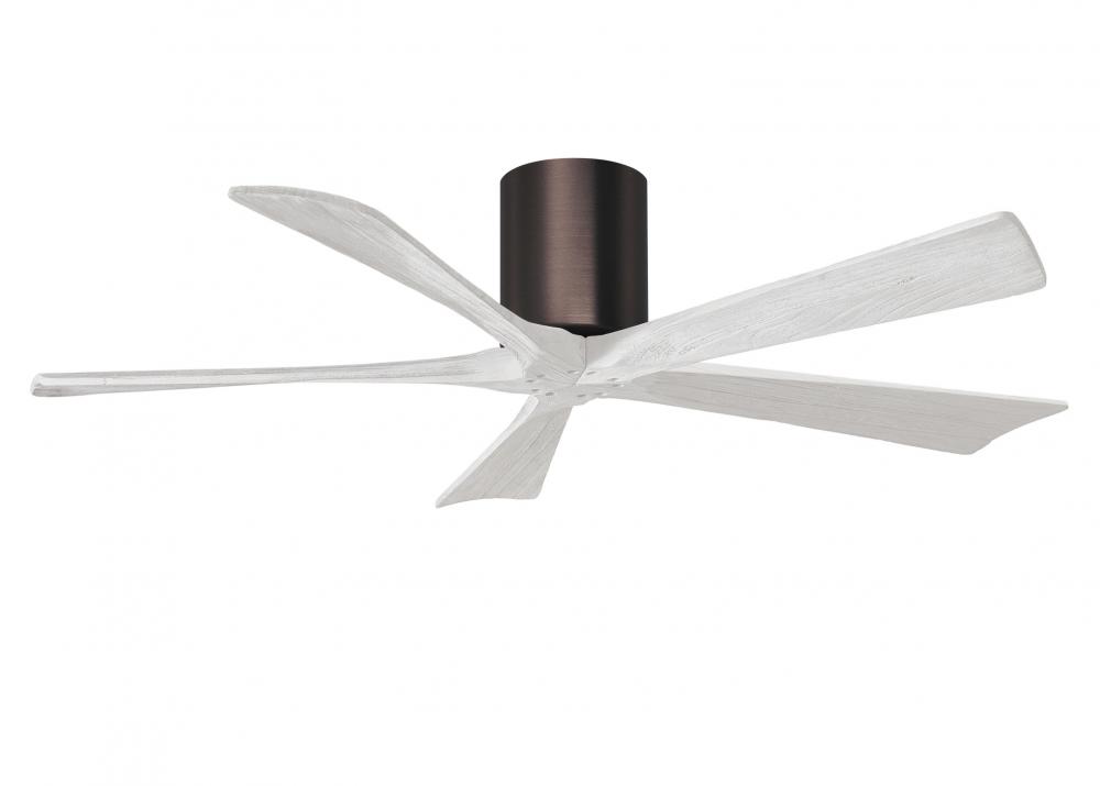 Irene-5H - 52" Five Blade Flush Mount Paddle Fan - Brushed Bronze Finish - Matte White Blades