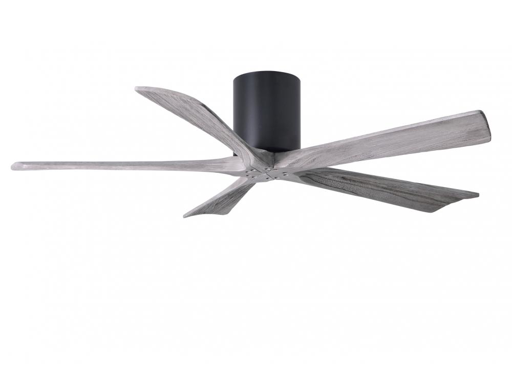 Irene-5H - 52" Five Blade Flush Mount Paddle Fan - Matte Black Finish - Barn Wood Tone Blades