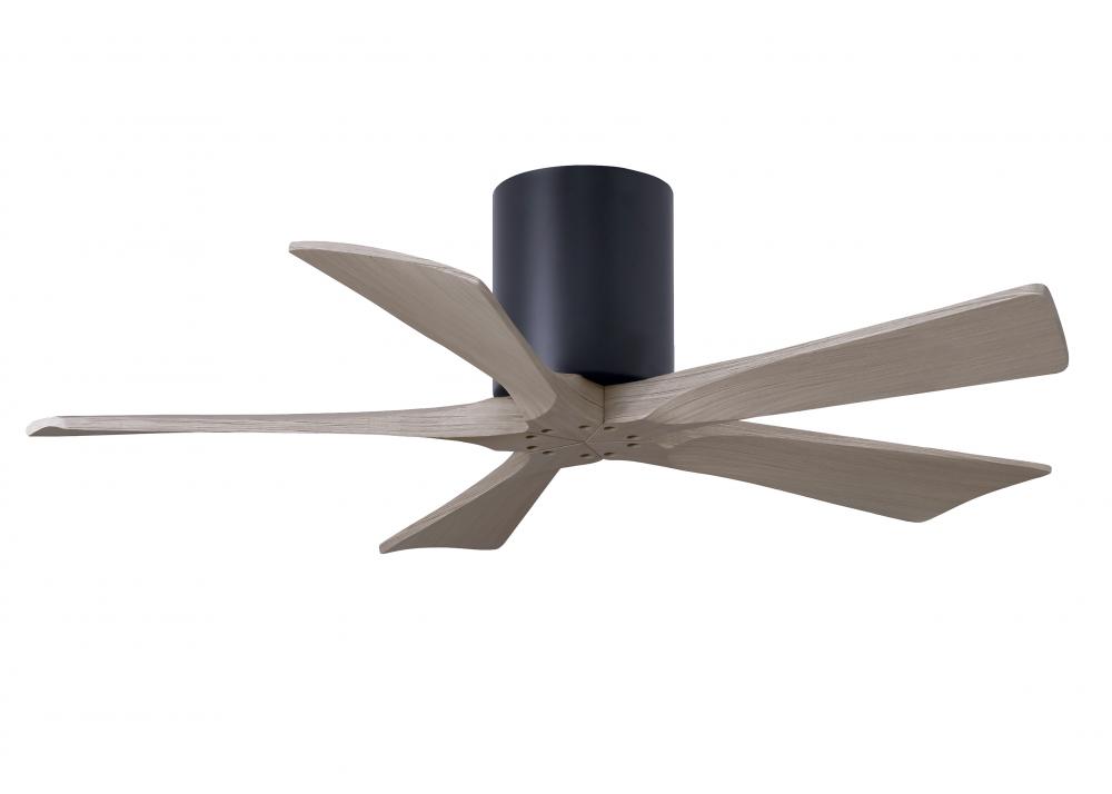 Irene-5H - 42" Five Blade Flush Mount Paddle Fan - Matte Black Finish - Gray Ash Tone Blades