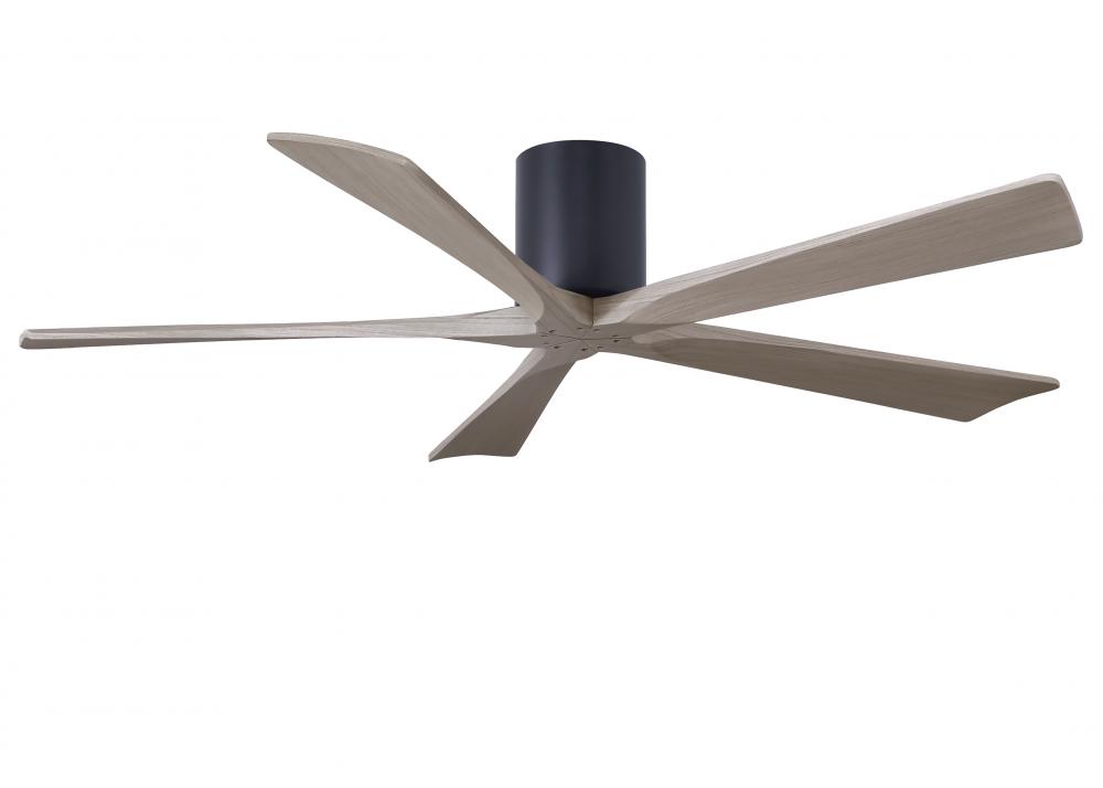 Irene-5H - 60" Five Blade Flush Mount Paddle Fan - Matte Black Finish - Gray Ash Tone Blades