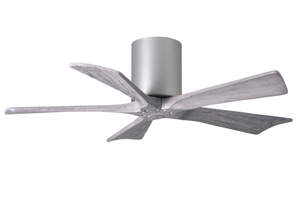 Irene-5H - 42" Five Blade Flush Mount Paddle Fan - Brushed Nickel Finish - Barn Wood Tone Blades