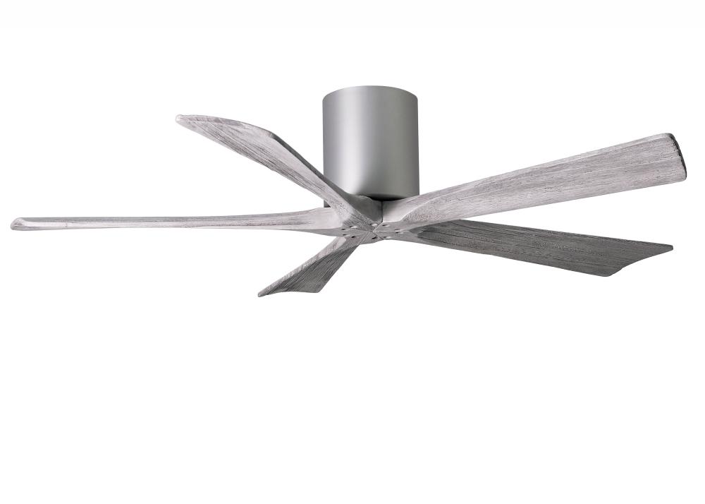 Irene-5H - 52" Five Blade Flush Mount Paddle Fan - Brushed Nickel Finish - Barn Wood Tone Blades