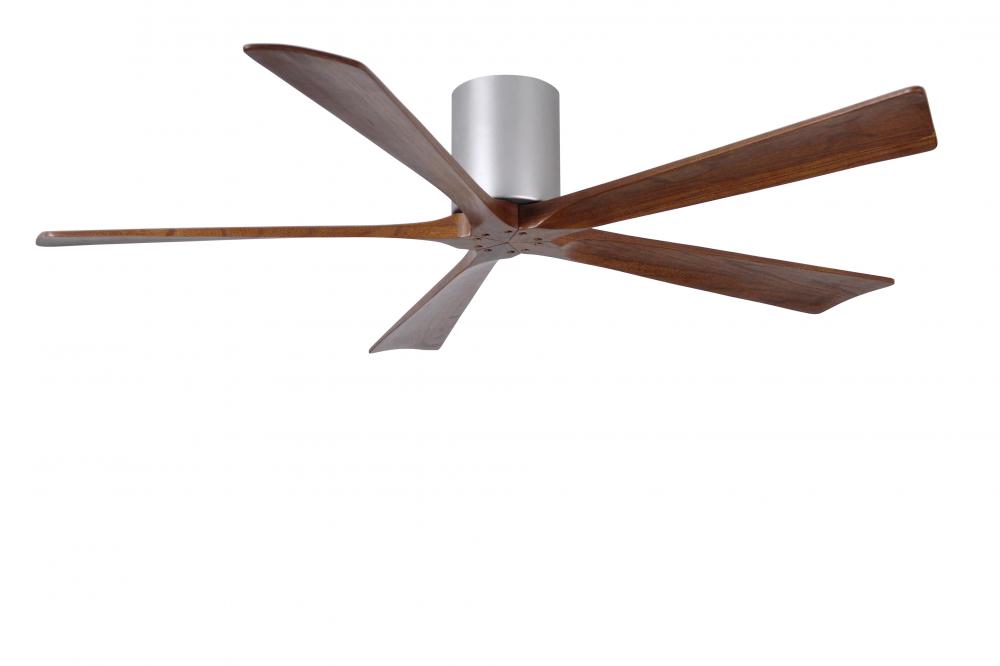 Irene-5H - 60" Five Blade Flush Mount Paddle Fan - Brushed Nickel Finish - Walnut Tone Blades