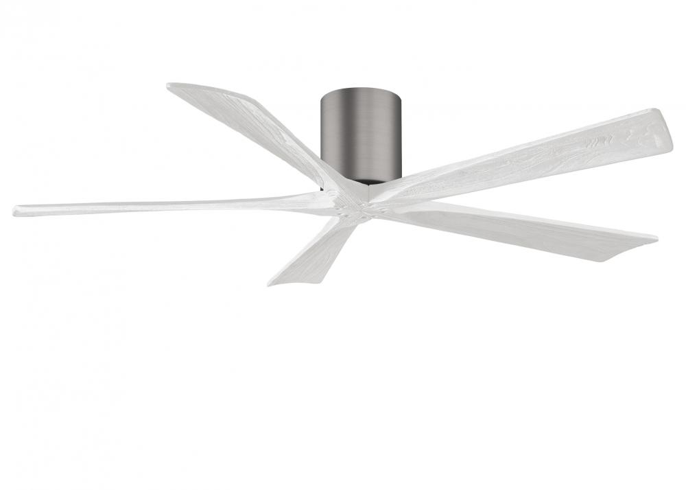 Irene-5H - 60" Five Blade Flush Mount Paddle Fan - Brushed Pewter Finish - Matte White Blades