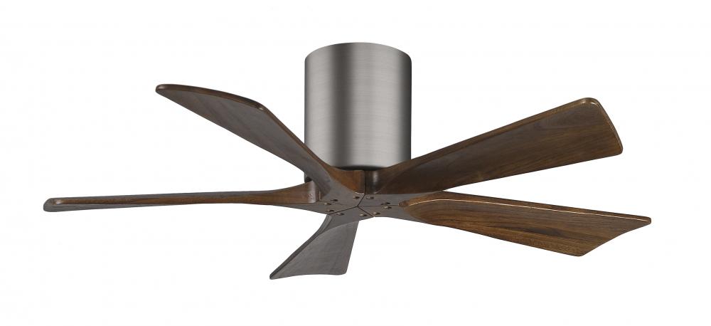 Irene-5H - 42" Five Blade Flush Mount Paddle Fan - Brushed Pewter Finish - Walnut Tone Blades