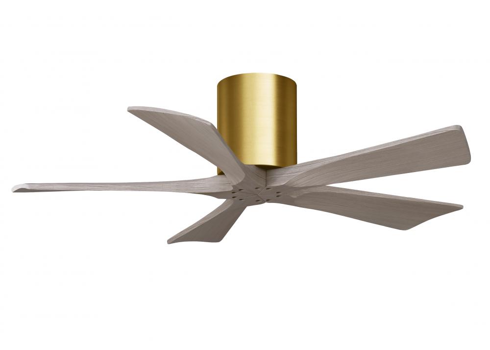 Irene-5H - 42" Five Blade Flush Mount Paddle Fan - Brushed Brass Finish - Gray Ash Tone Blades
