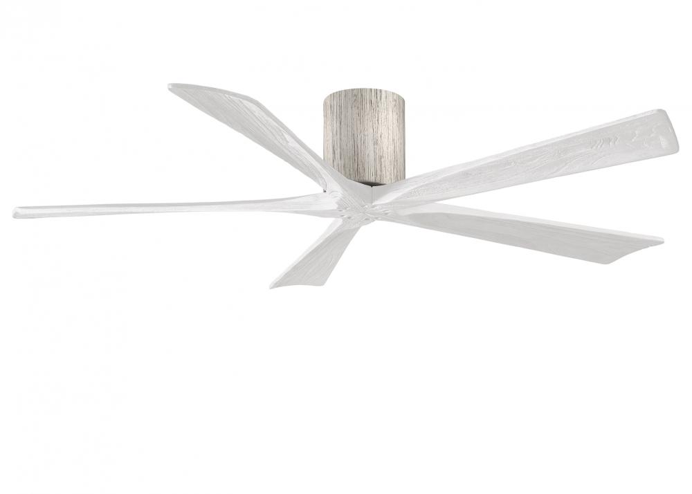 Irene-5H - 60" Five Blade Flush Mount Paddle Fan - Barn Wood Tone Finish - Matte White Blades
