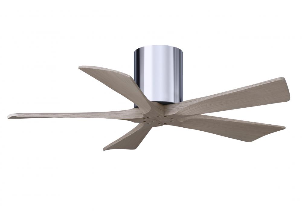Irene-5H - 42" Five Blade Flush Mount Paddle Fan - Polished Chrome Finish - Gray Ash Tone Blades
