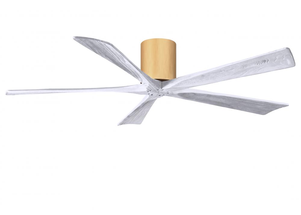 Irene-5H - 60" Five Blade Flush Mount Paddle Fan - Light Maple Tone Finish - Matte White Blades
