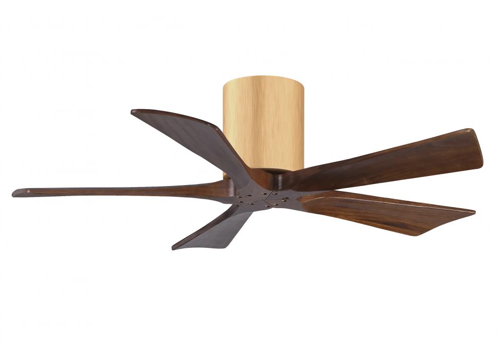 Irene-5H - 42" Five Blade Flush Mount Paddle Fan - Light Maple Tone Finish - Walnut Tone Blades
