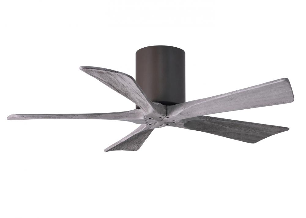 Irene-5H - 42" Five Blade Flush Mount Paddle Fan - Textured Bronze Finish - Barn Wood Tone Blade