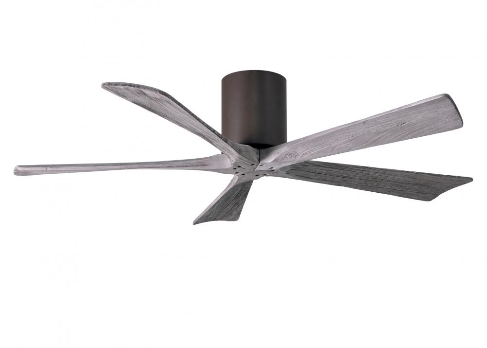 Irene-5H - 52" Five Blade Flush Mount Paddle Fan - Textured Bronze Finish - Barn Wood Tone Blade
