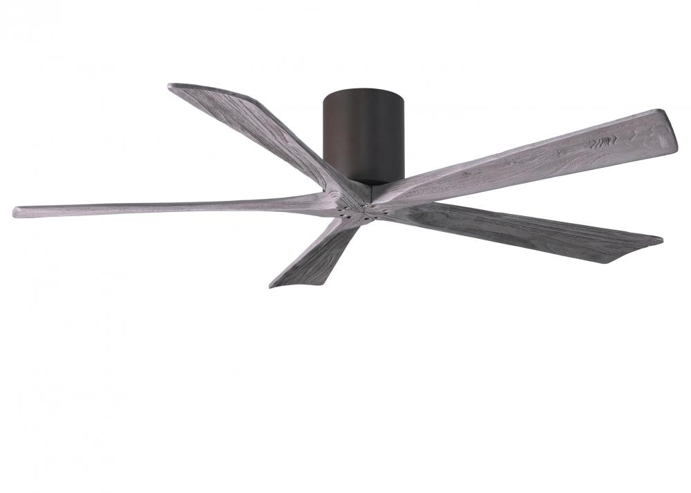 Irene-5H - 60" Five Blade Flush Mount Paddle Fan - Textured Bronze Finish - Barn Wood Tone Blade