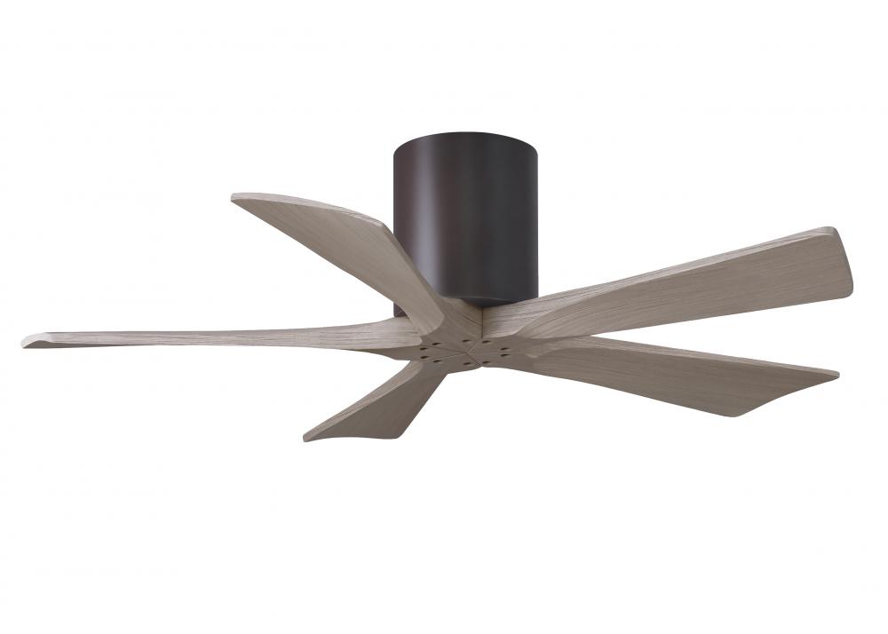 Irene-5H - 42" Five Blade Flush Mount Paddle Fan - Textured Bronze Finish - Gray Ash Tone Blades