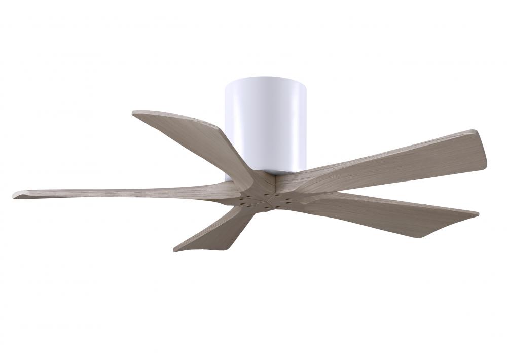 Irene-5H - 42" Five Blade Flush Mount Paddle Fan - Gloss White Finish - Gray Ash Tone Blades