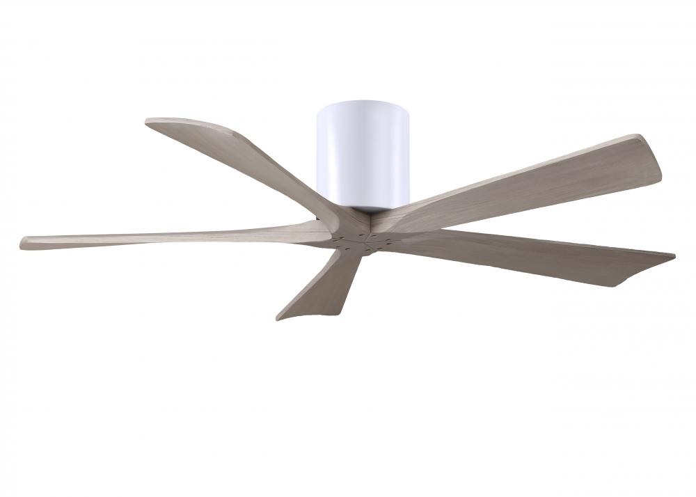 Irene-5H - 52" Five Blade Flush Mount Paddle Fan - Gloss White Finish - Gray Ash Tone Blades