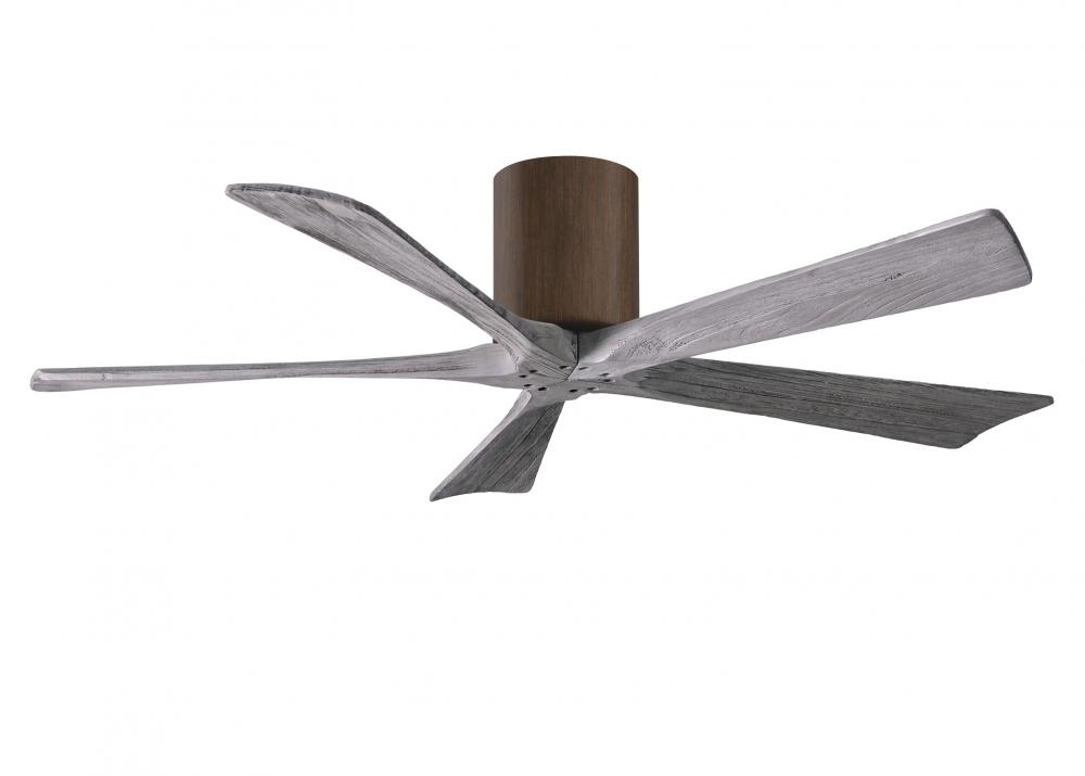 Irene-5H - 52" Five Blade Flush Mount Paddle Fan - Walnut Tone Finish - Barn Wood Tone Blades