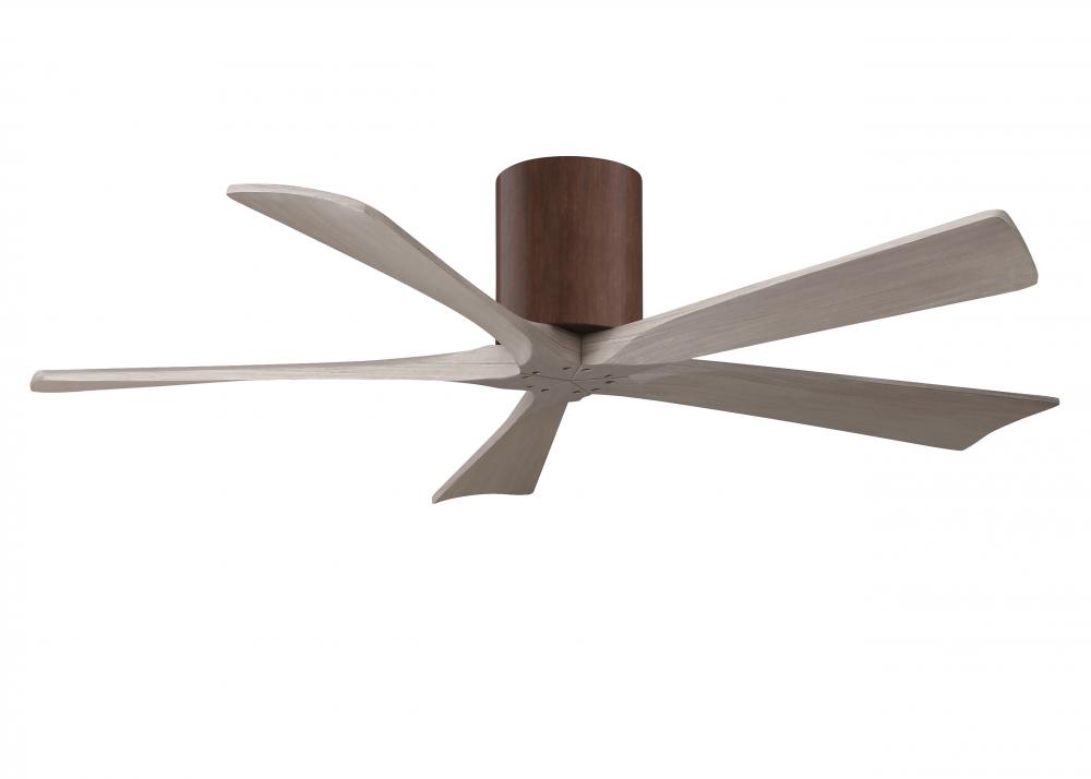 Irene-5H - 52" Five Blade Flush Mount Paddle Fan - Walnut Tone Finish - Gray Ash Tone Blades