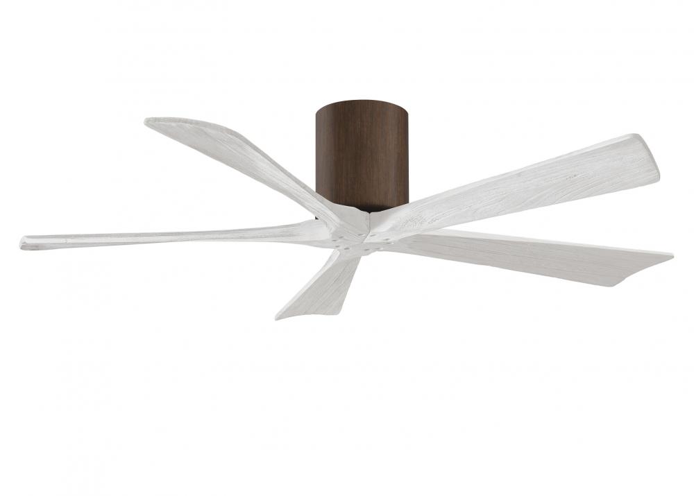 Irene-5H - 52" Five Blade Flush Mount Paddle Fan - Walnut Tone Finish - Matte White Blades