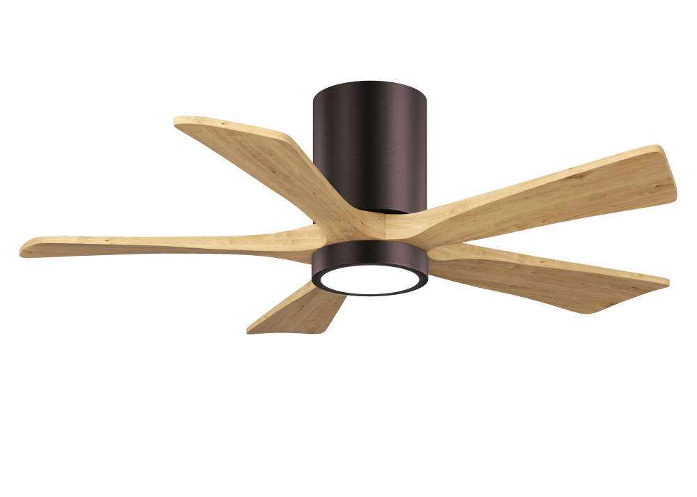 Irene-5HLK-42" Five Blade Flush Mount Paddle Fan-5CCT Integrated LED-Brushed Bronze Finish