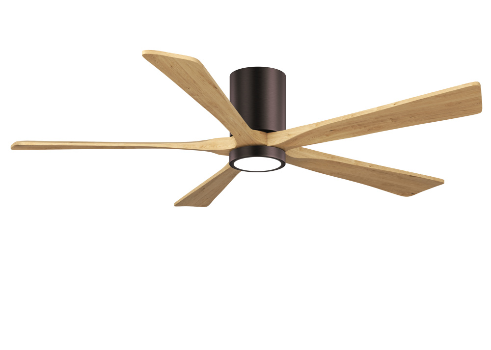 Irene-5HLK-60" Five Blade Flush Mount Paddle Fan-5CCT Integrated LED-Brushed Bronze Finish