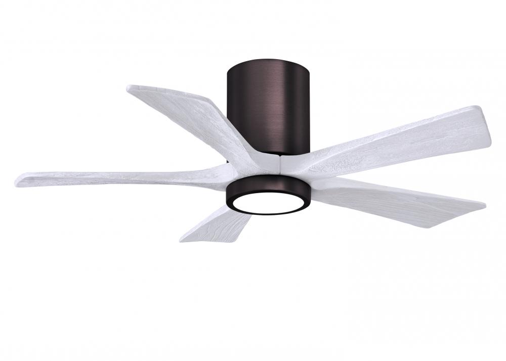 Irene-5HLK - 42" Five Blade Flush Mount Paddle Fan - 5CCT Integrated LED - Brushed Bronze Finish