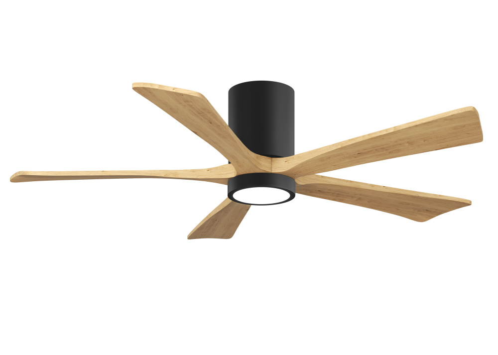 Irene-5HLK-52" Five Blade Flush Mount Paddle Fan-5CCT Integrated LED-Matte Black Finish