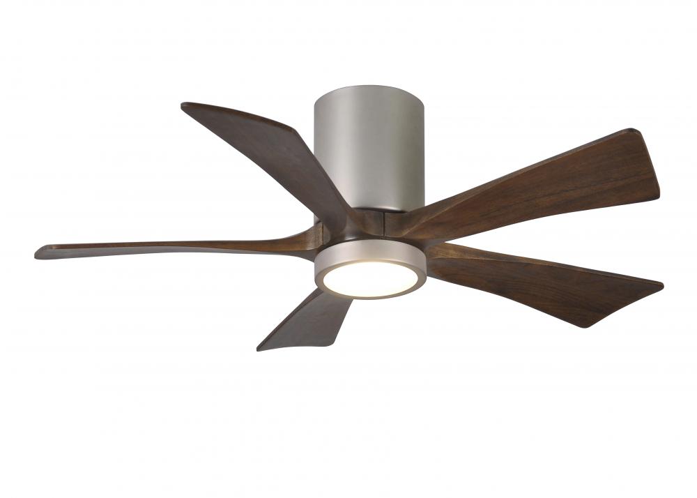 Irene-5HLK - 42" Five Blade Flush Mount Paddle Fan - 5CCT Integrated LED - Brushed Nickel Finish